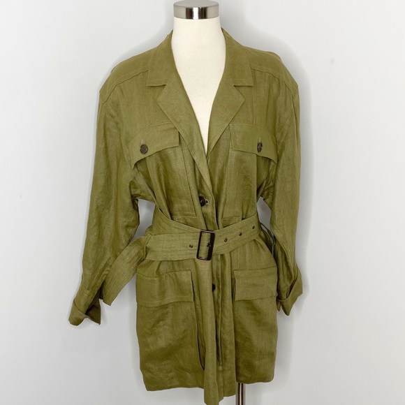 Escada Jackets & Blazers - Vintage Escada Margaretha Ley Olive Linen Jacket